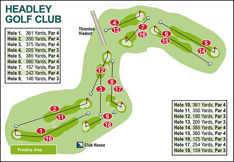 Course Map Headley Golf Club and Venue